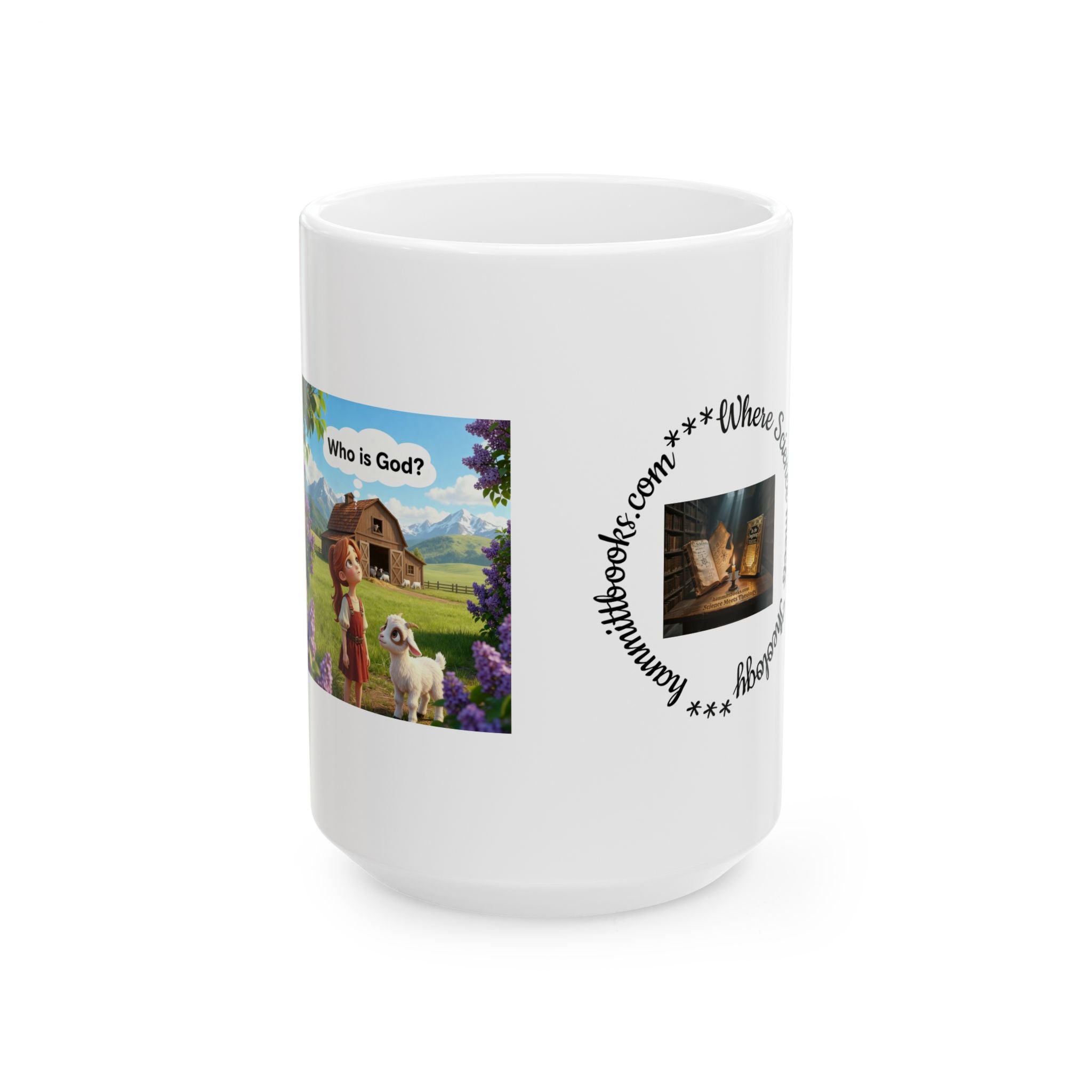 Inspirational Christian Ceramic Mug – "Who is God?" Farmhouse Faith Coffee Cup (11oz, 15oz)