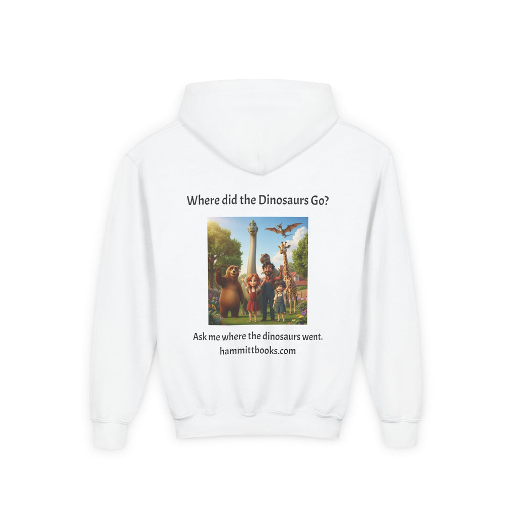 Youth Hoodie — "Where Did the Dinosaurs Go?" Kids Book Promo Hooded Sweatshirt