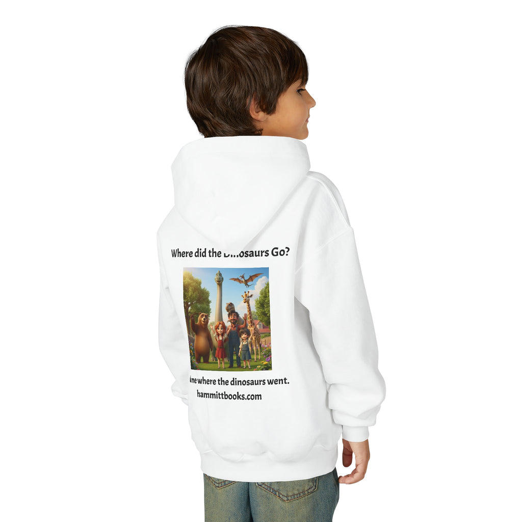 Youth Hoodie — "Where Did the Dinosaurs Go?" Kids Book Promo Hooded Sweatshirt